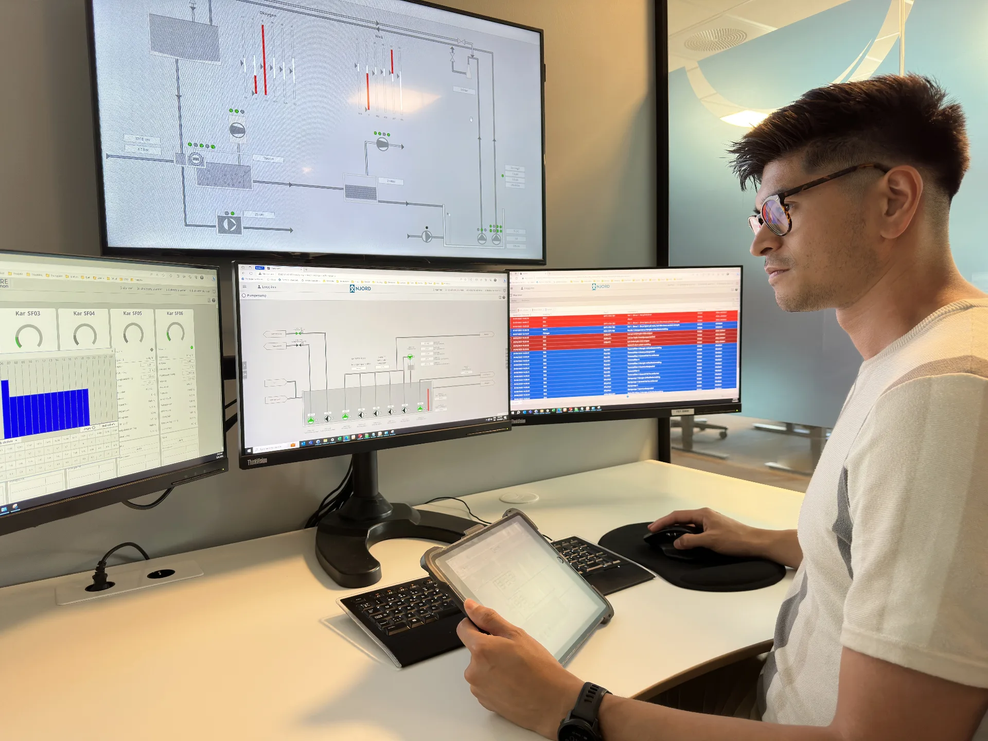 NJORD control room with real-time monitoring screens